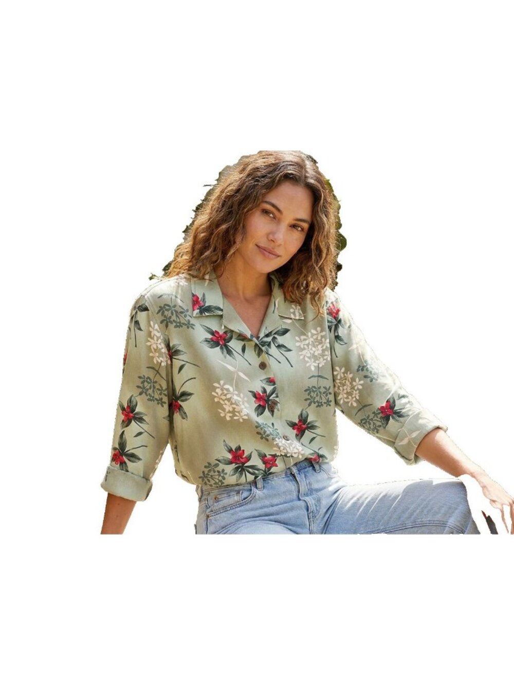 Havana Jacks Cafe Tropical Floral Button Blouse Coastal Chic Casual Summer Sz XL